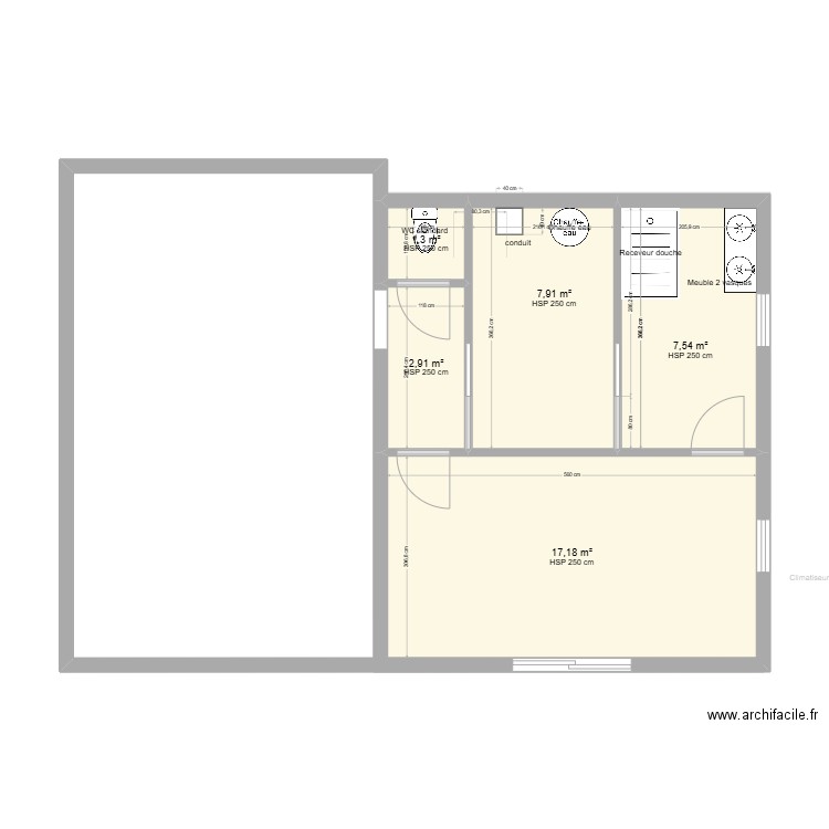 Plan de masse 2. Plan de 6 pièces et 75 m2