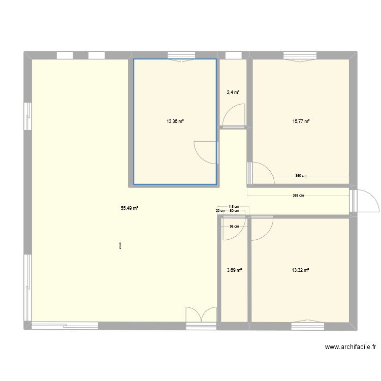 plan rch 2. Plan de 6 pièces et 104 m2