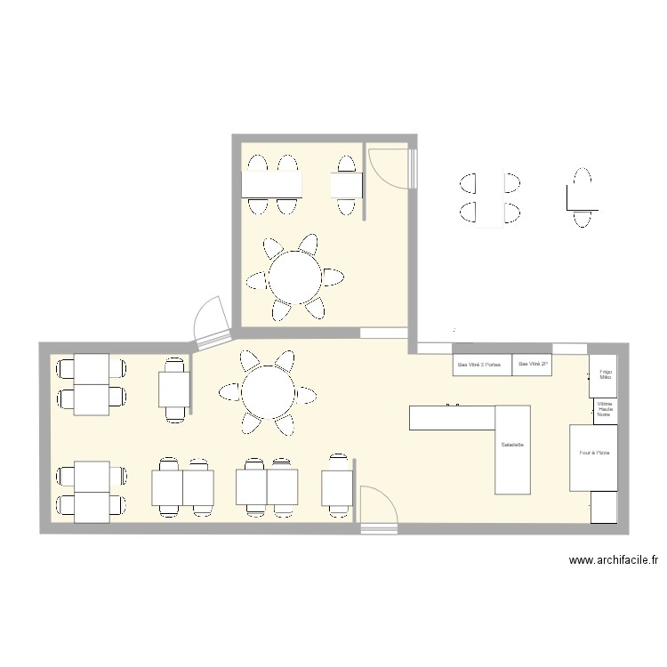 plan de salle. Plan de 2 pièces et 67 m2