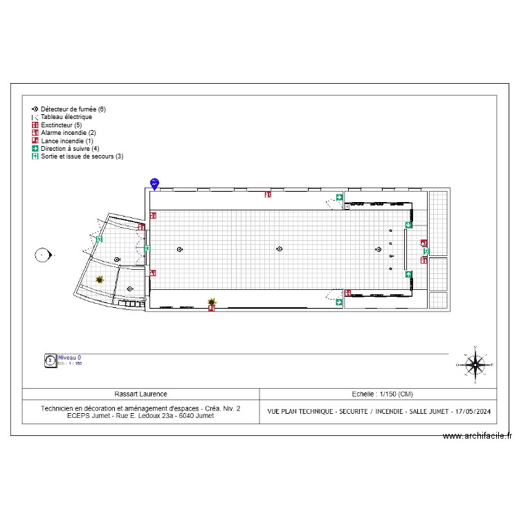 Plan sécurité salle Jumet. Plan de 0 pièce et 0 m2