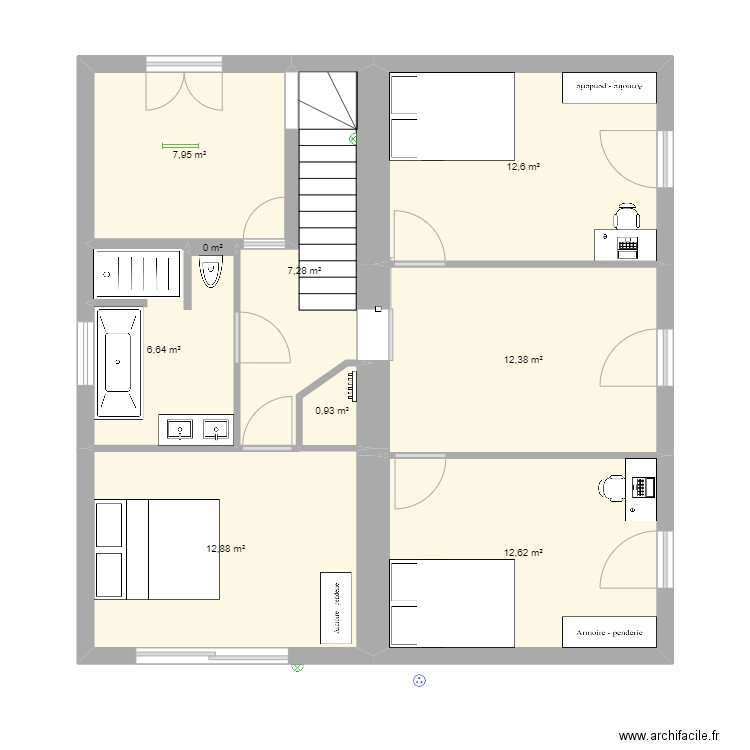 TEST 4. Plan de 9 pièces et 73 m2