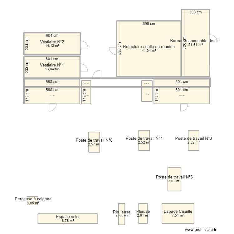 Nouvel atelier SMSM. Plan de 21 pièces et 156 m2