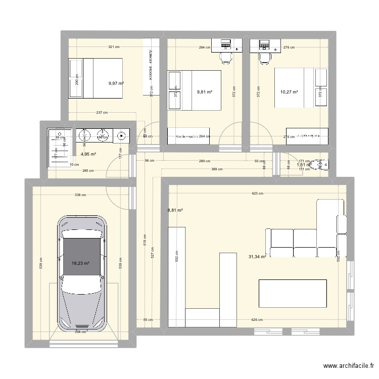 maison 2. Plan de 8 pièces et 95 m2