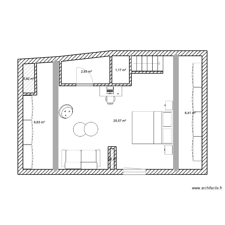 Chatel saint germain. Plan de 7 pièces et 44 m2