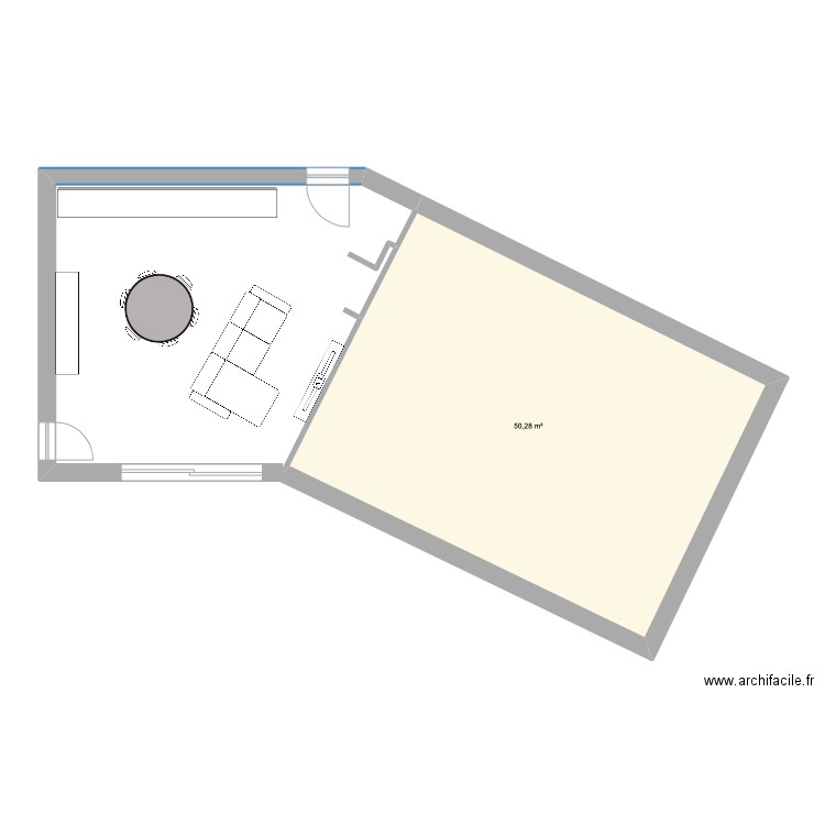 Salon . Plan de 1 pièce et 50 m2