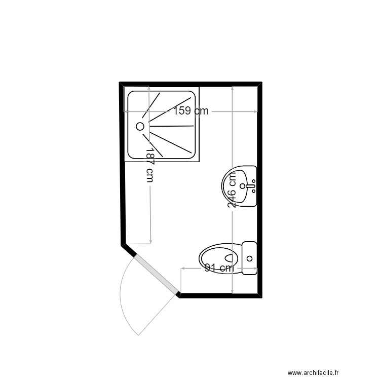 sdb gouv lgt3. Plan de 1 pièce et 4 m2