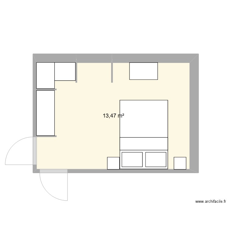 TEST DRESSING. Plan de 1 pièce et 13 m2