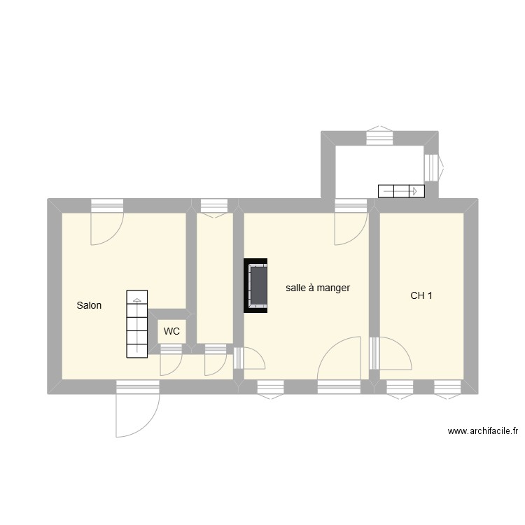 RDC_Suzy_Plouviez. Plan de 4 pièces et 21 m2