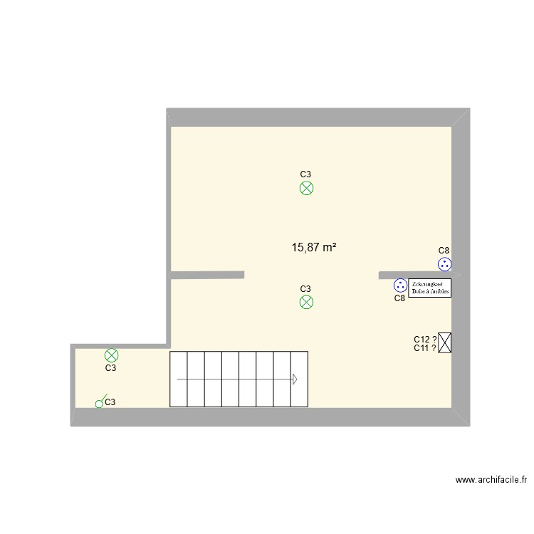 Cave. Plan de 1 pièce et 16 m2