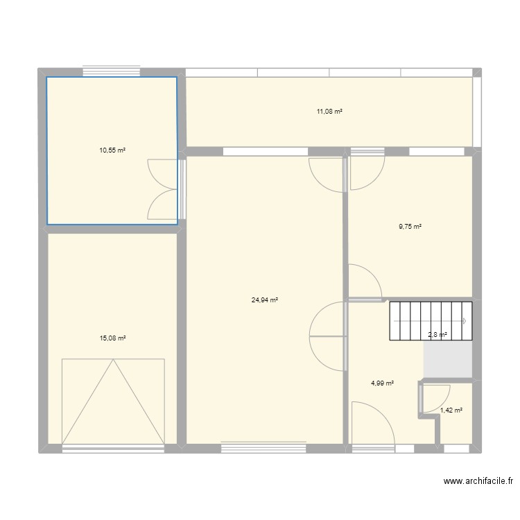 Plan 0 Leclercq. Plan de 8 pièces et 81 m2