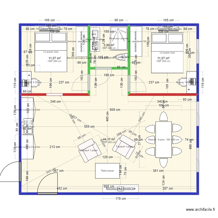 V1 Sophie . Plan de 4 pièces et 70 m2