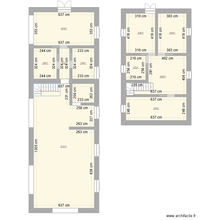 PROJET 2. Plan de 10 pièces et 189 m2