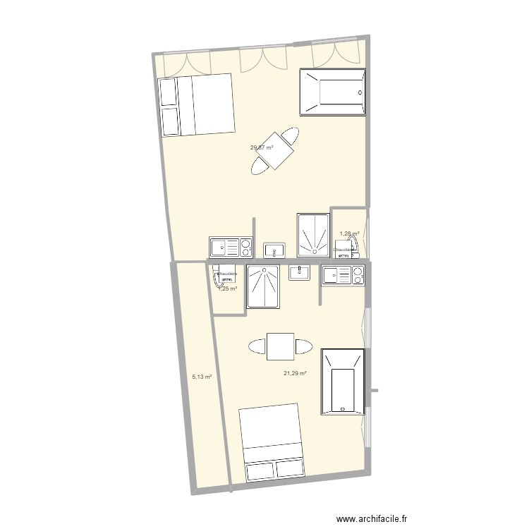 plan modif. Plan de 5 pièces et 59 m2