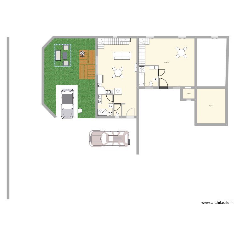 Ecurie gauche +1. Plan de 4 pièces et 105 m2