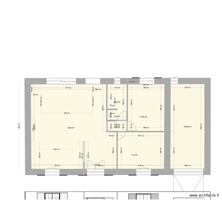 cestas plan métré. Plan de 6 pièces et 93 m2