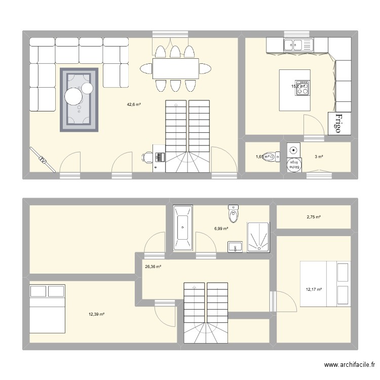 maison. Plan de 9 pièces et 124 m2