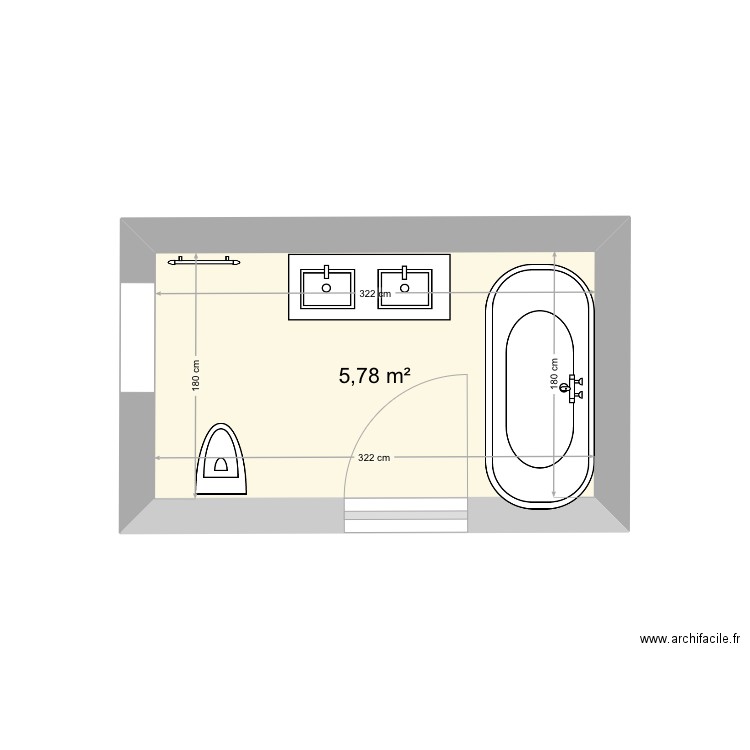 SDBENT. Plan de 1 pièce et 6 m2