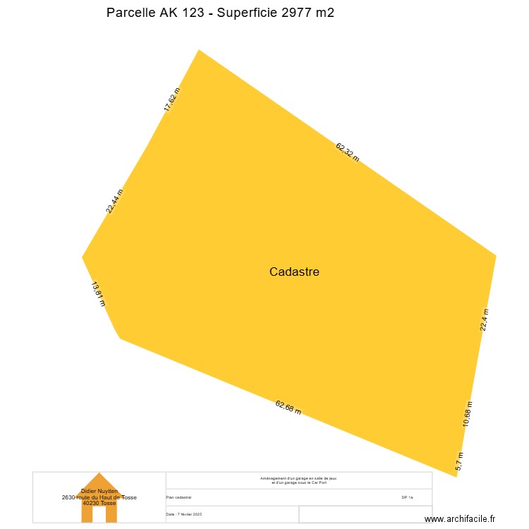 Plan cadastral. Plan de 0 pièce et 0 m2