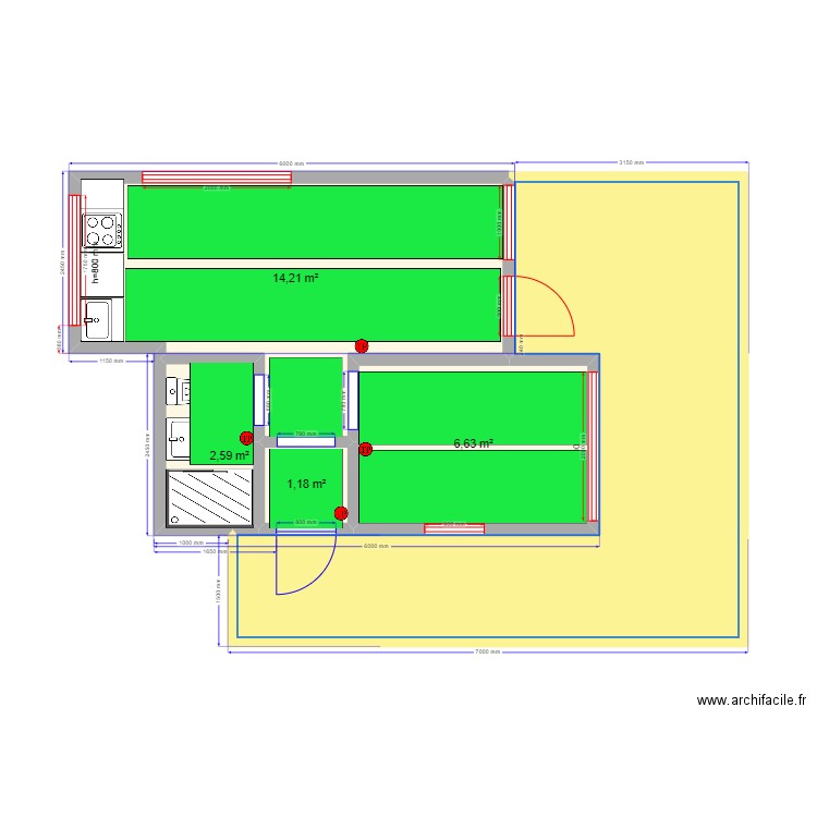 30-1 Углич ТП. Plan de 5 pièces et 45 m2