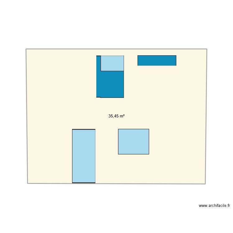 facade projet ouvertures. Plan de 1 pièce et 35 m2