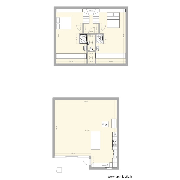 Bretagne. Plan de 4 pièces et 128 m2