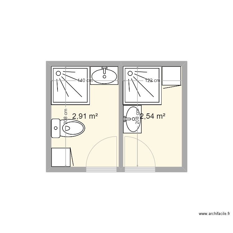 choisy. Plan de 2 pièces et 5 m2