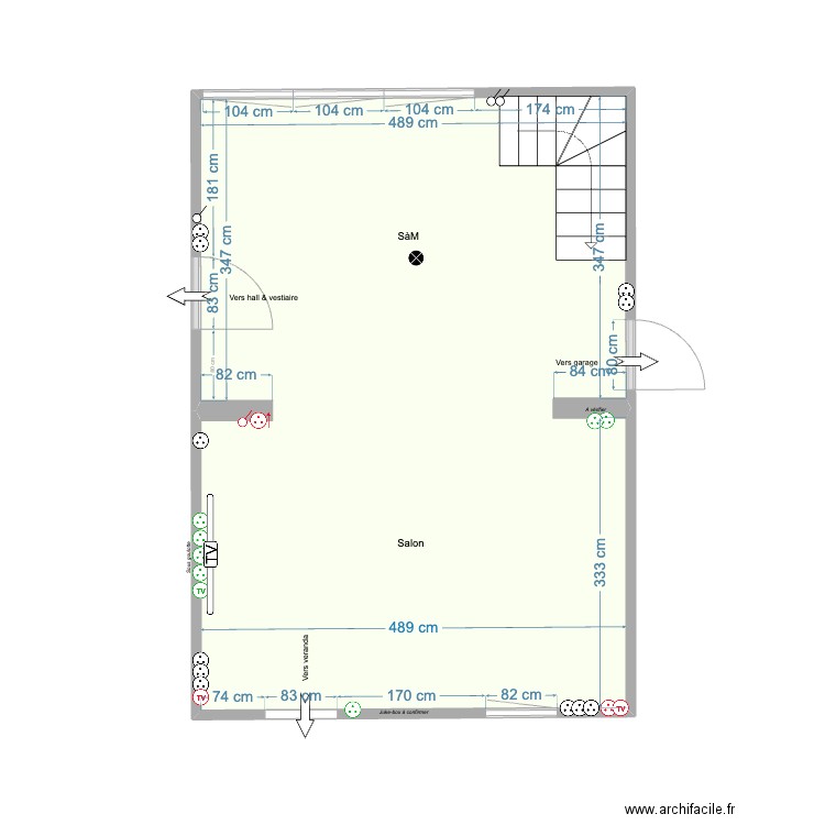 Maison Aische - SàM & Salon Peinture JP. Plan de 1 pièce et 34 m2