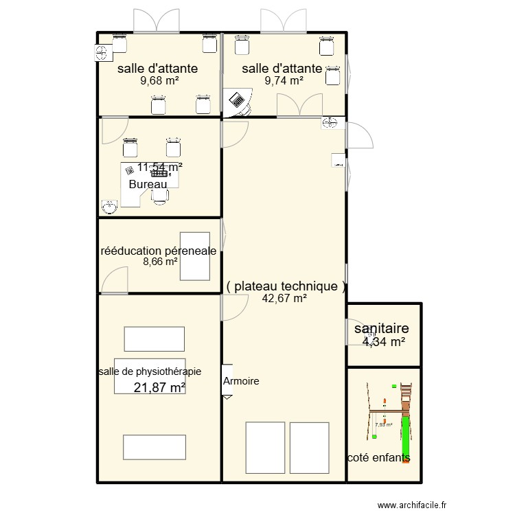 plan  de cabinet. Plan de 8 pièces et 116 m2