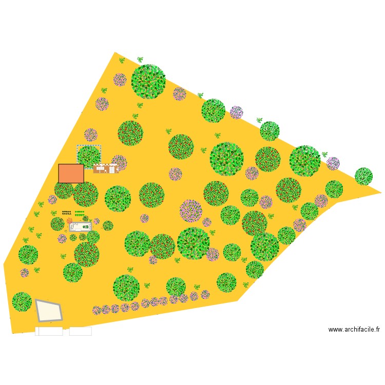 Plan masse Bergerie. Plan de 2 pièces et 58 m2