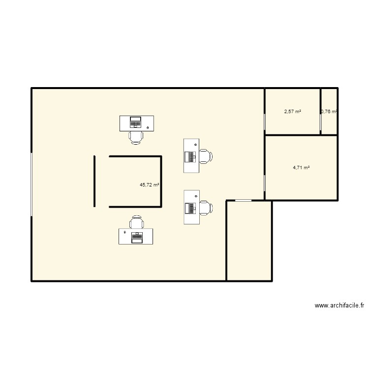 Afflelou. Plan de 4 pièces et 54 m2