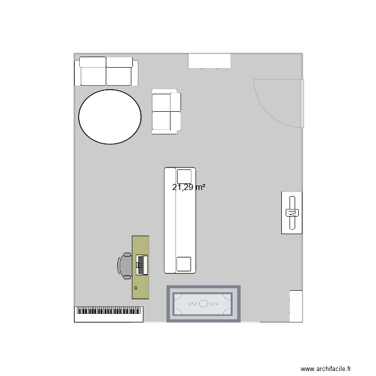 Salon. Plan de 1 pièce et 21 m2