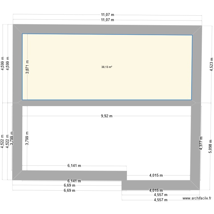 ben 2025 02 26. Plan de 1 pièce et 38 m2