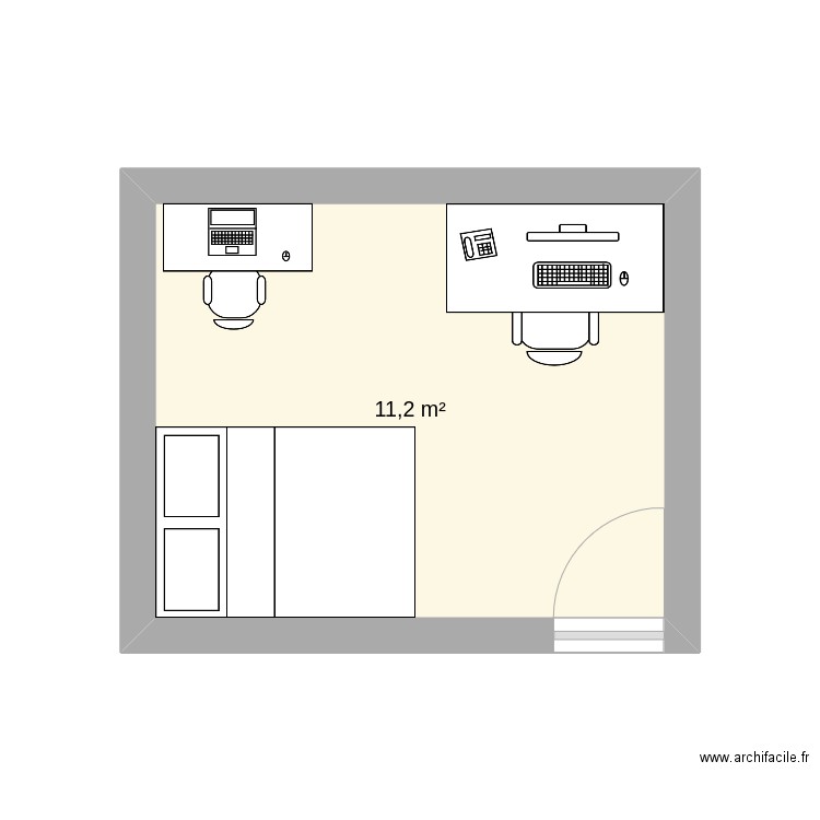 chambre 1. Plan de 1 pièce et 11 m2