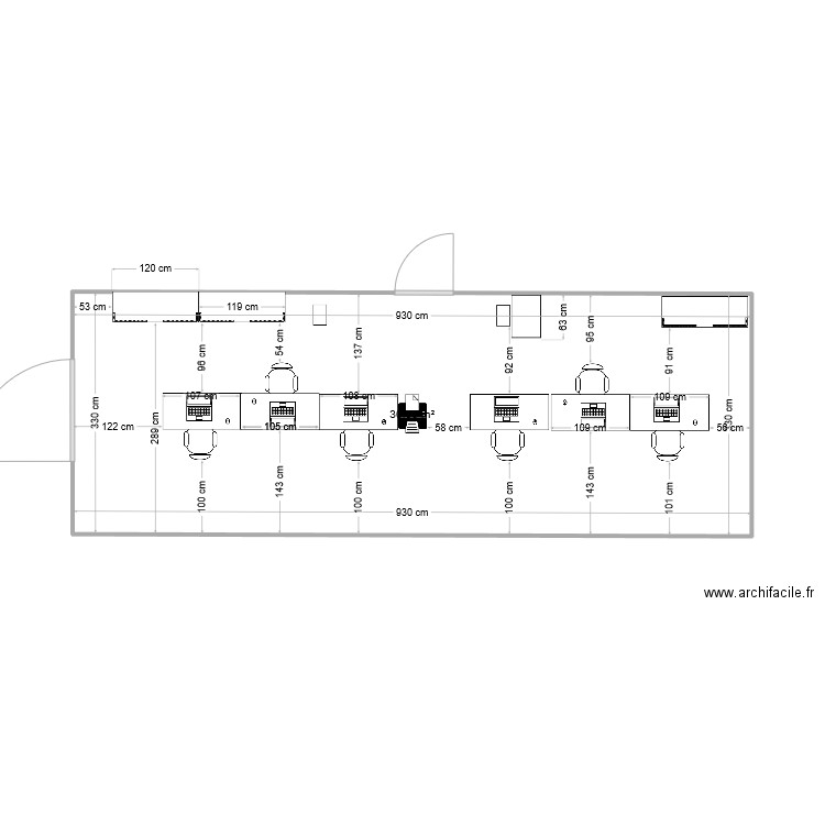 bureau v2. Plan de 1 pièce et 31 m2