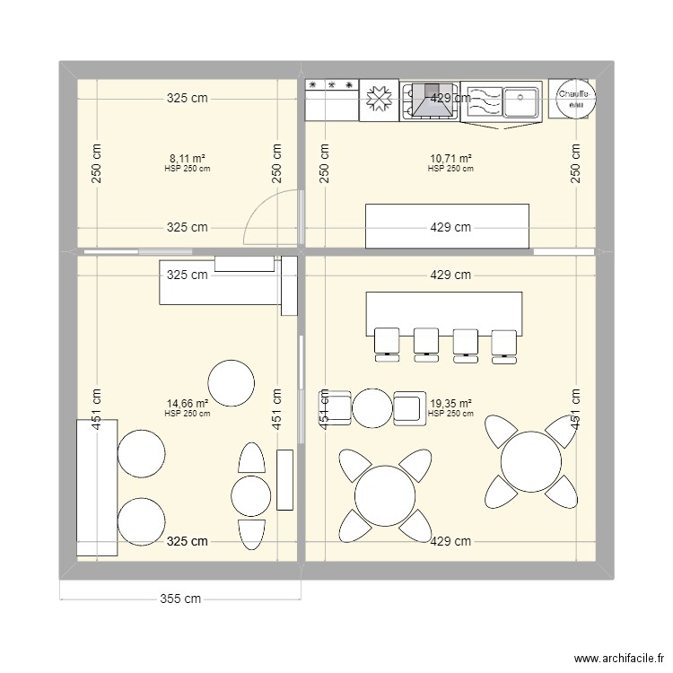 cave / bar a vin . Plan de 4 pièces et 53 m2