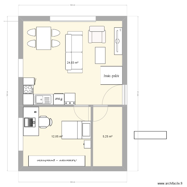 Vernayaz. Plan de 3 pièces et 42 m2