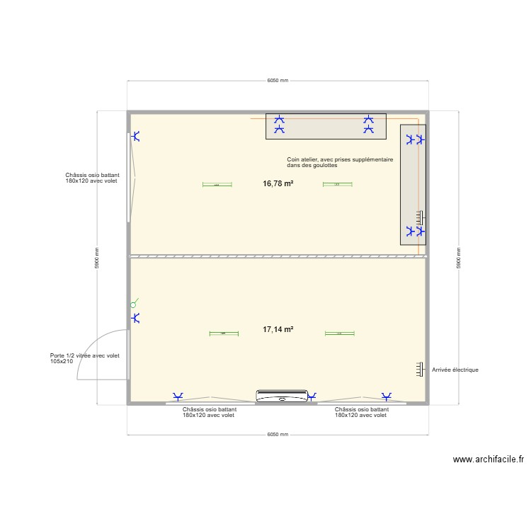 Assemblage Farniente. Plan de 2 pièces et 34 m2