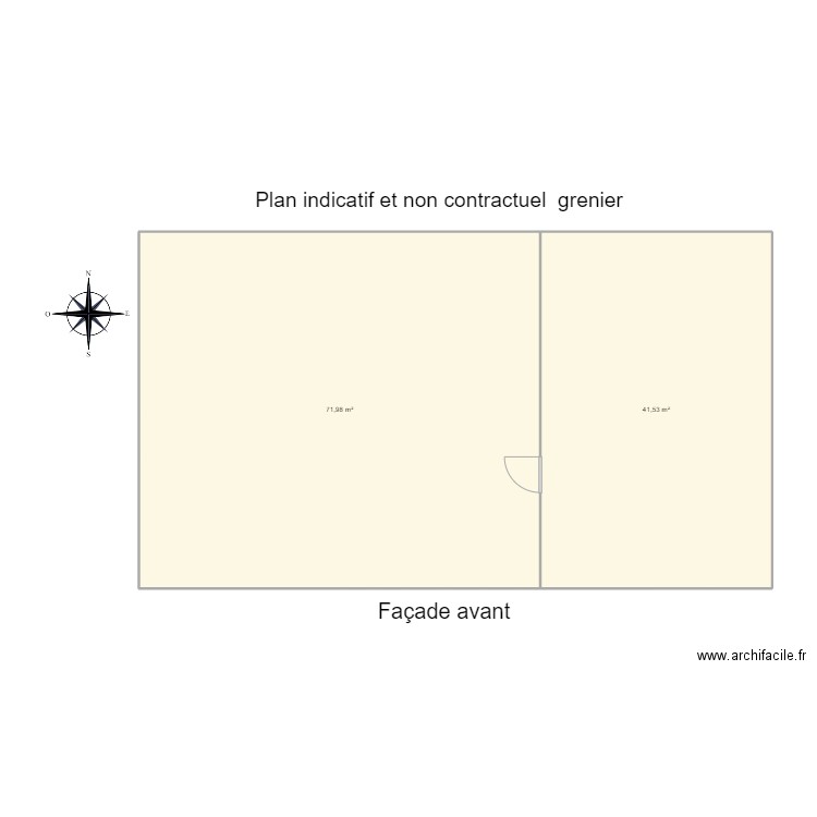 senzeilles grenier. Plan de 2 pièces et 114 m2