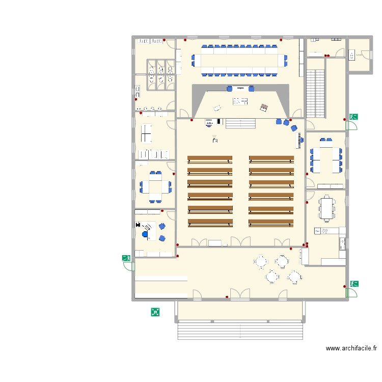 eglise envangelique baptiste. Plan de 22 pièces et 498 m2