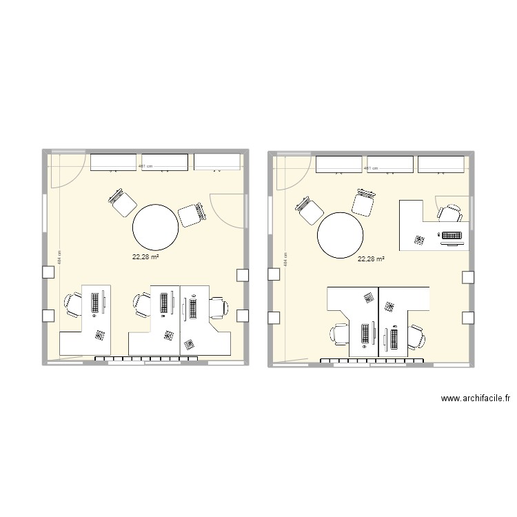 Plan bureau. Plan de 2 pièces et 45 m2