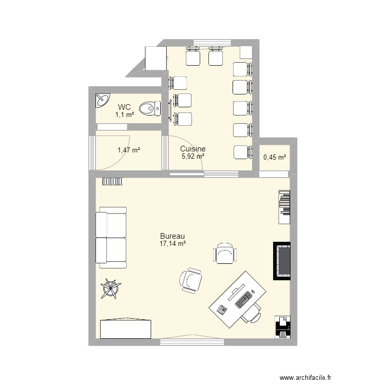 Plan appartement 16e. Plan de 5 pièces et 26 m2