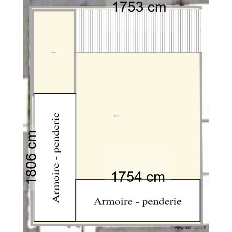 Mezzanine - chambres parentale (HAUT) réduit. Plan de 2 pièces et 770 m2