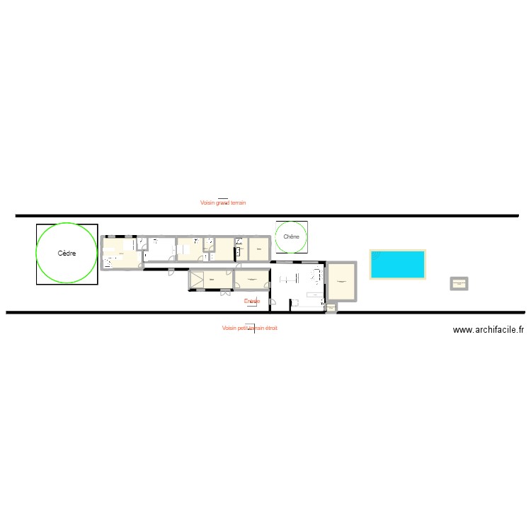 maison 2 ailes. Plan de 9 pièces et 135 m2