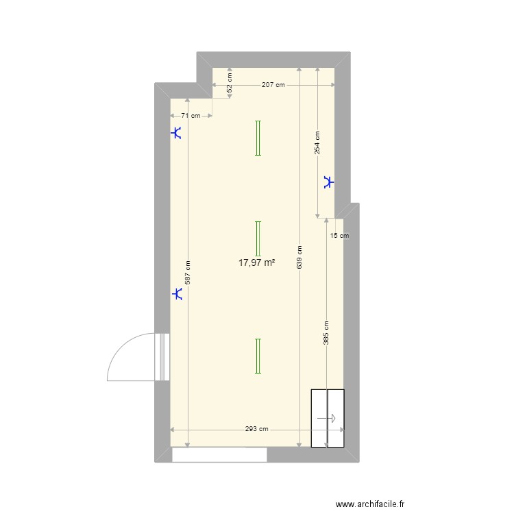 Bureau Arolles A. Plan de 1 pièce et 18 m2