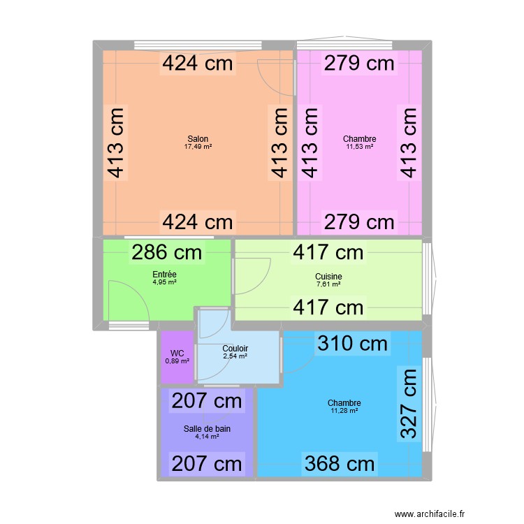 Reine_01. Plan de 8 pièces et 60 m2