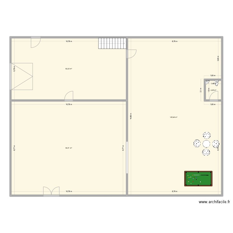 Plan Chez Hugette. Plan de 4 pièces et 285 m2