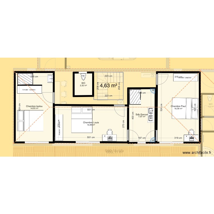 V2 RDC+ etage. Plan de 12 pièces et 189 m2