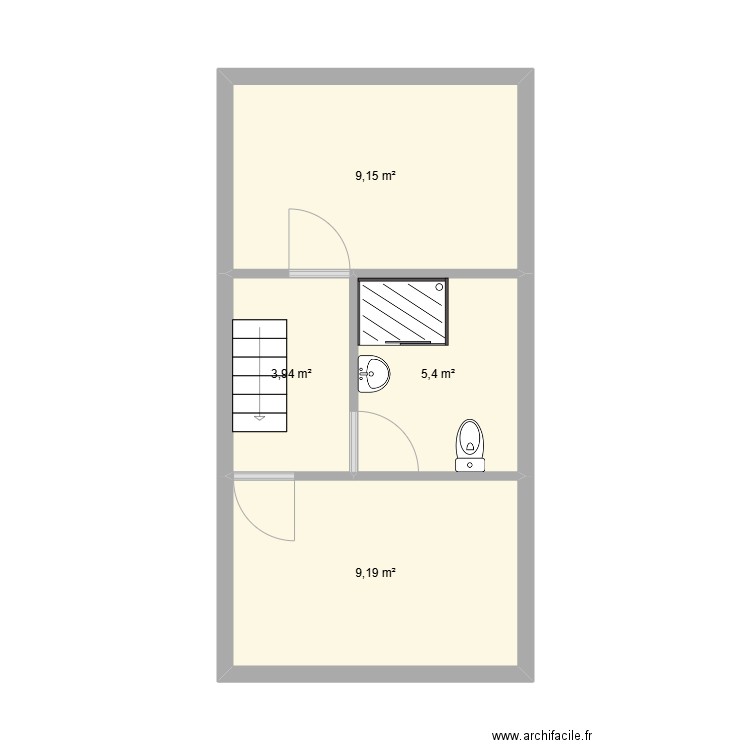 etage bb. Plan de 4 pièces et 28 m2