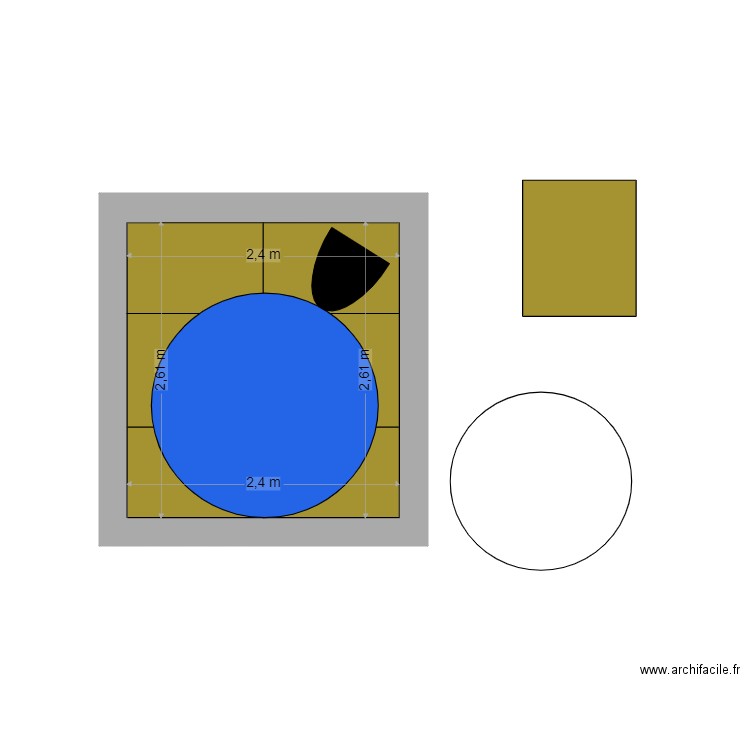 Terrasse. Plan de 1 pièce et 6 m2