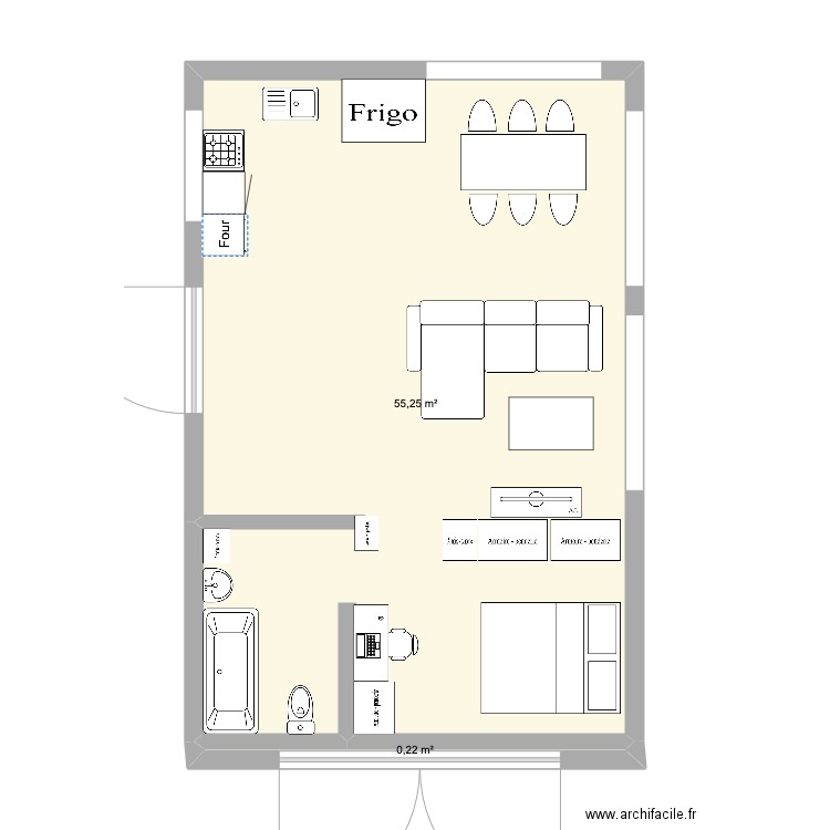 GARAGE BUVRINNES. Plan de 2 pièces et 55 m2